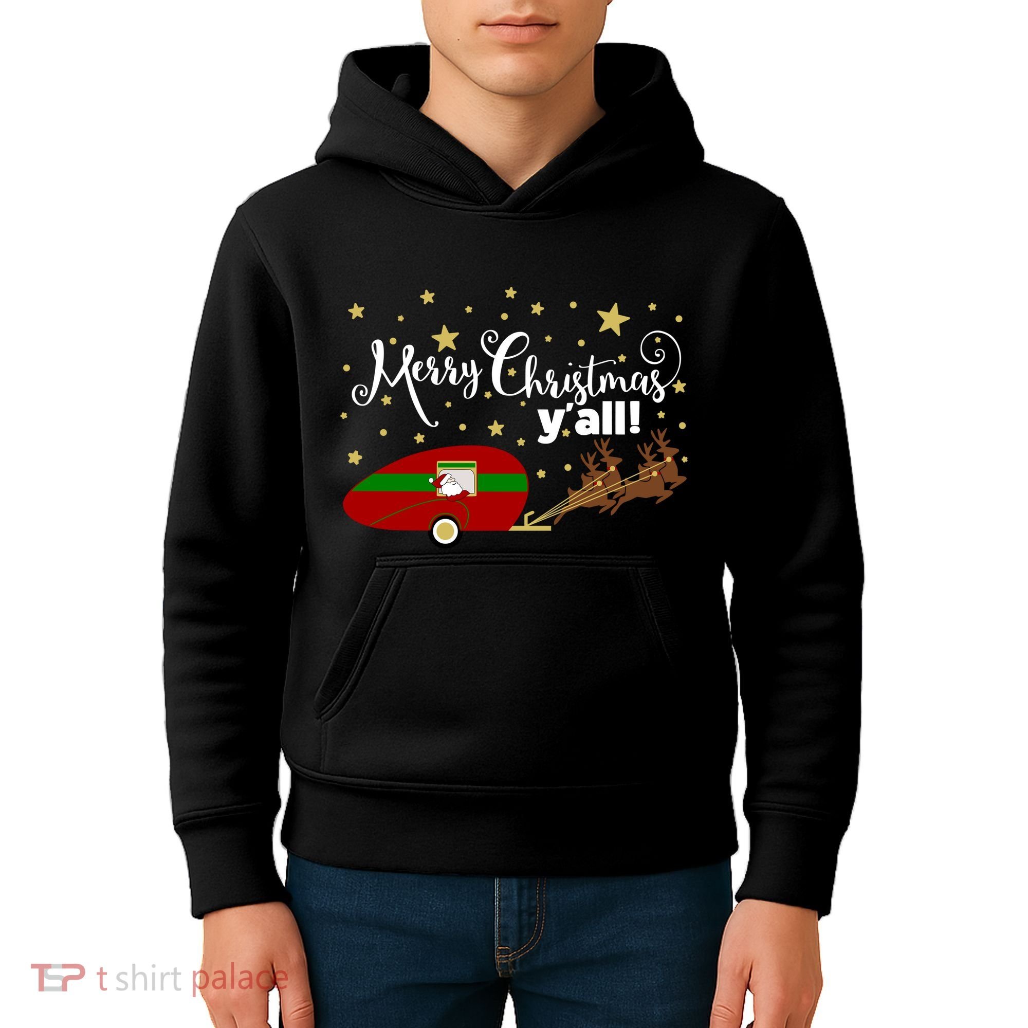 Merry Christmas Santa's Sleigh Kids Hoodie