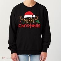 Merry Christmas Santa Hat Reindeer Funny Xmas Gift Women's Sweatshirt thumb 0