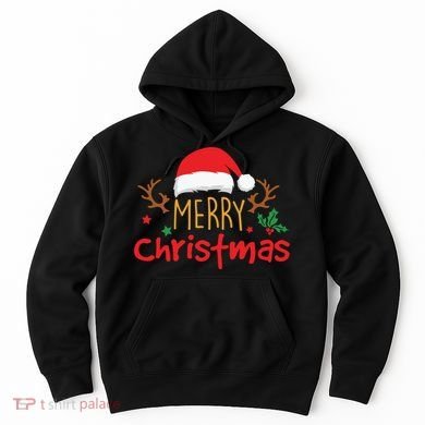 Merry Christmas Santa Hat Reindeer Funny Xmas Gift Hoodie