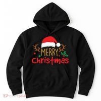 Merry Christmas Santa Hat Reindeer Funny Xmas Gift Hoodie thumb 0