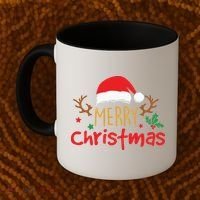Merry Christmas Santa Hat Reindeer Funny Xmas Gift Coffee Mug thumb 2