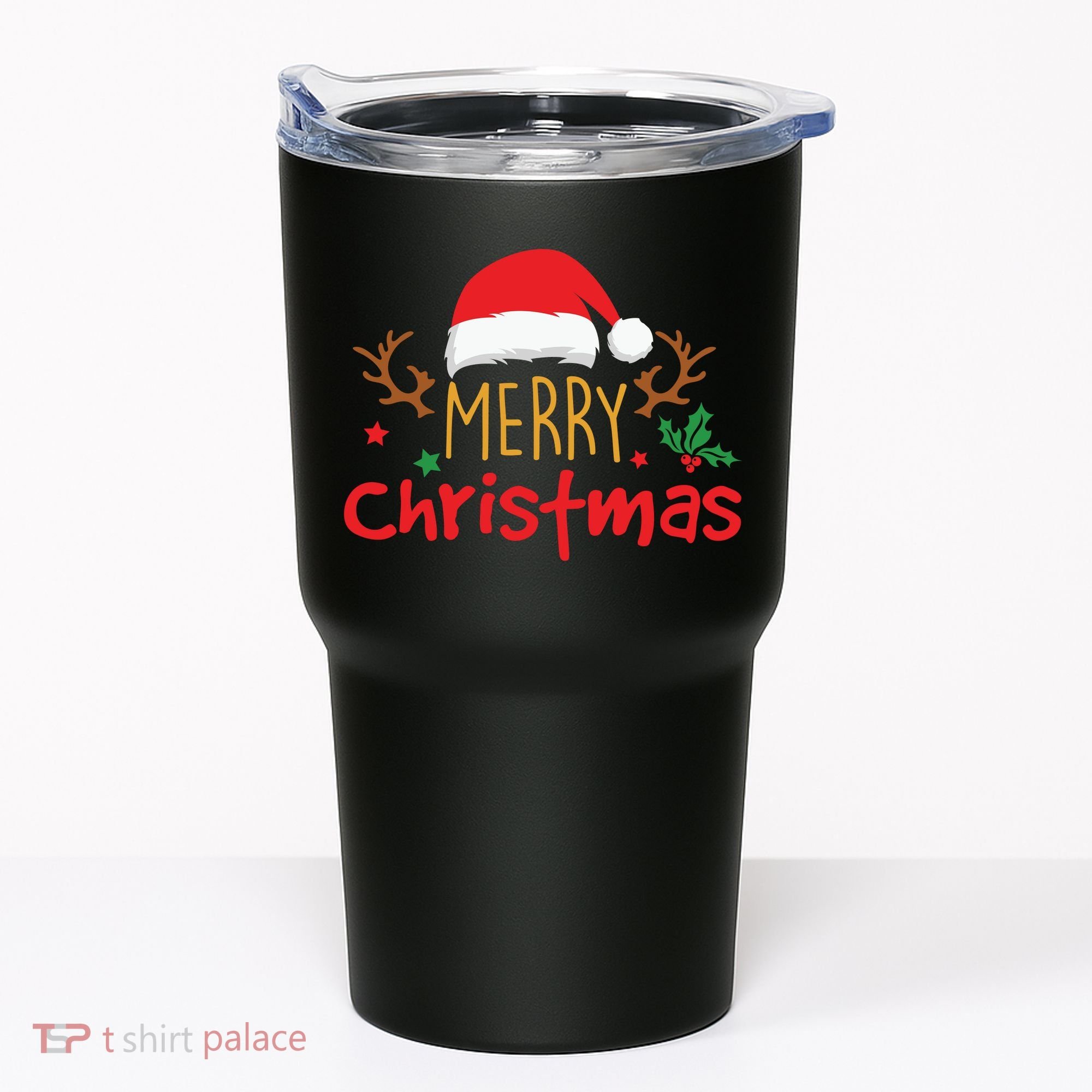 Merry Christmas Santa Hat Reindeer Funny Xmas Gift Tumbler