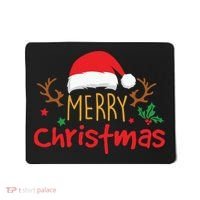 Merry Christmas Santa Hat Reindeer Funny Xmas Gift Mousepad thumb 0