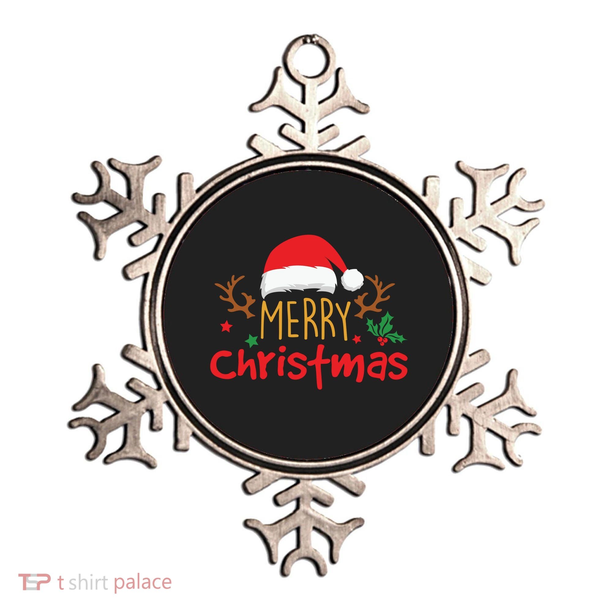 Merry Christmas Santa Hat Reindeer Funny Xmas Gift Ornament