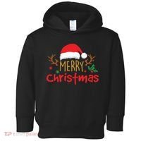 Merry Christmas Santa Hat Reindeer Funny Xmas Gift Toddler Hoodie thumb 0