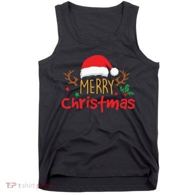 Merry Christmas Santa Hat Reindeer Funny Xmas Gift Tank Top
