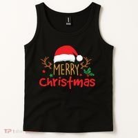Merry Christmas Santa Hat Reindeer Funny Xmas Gift Tank Top thumb 2