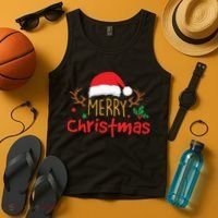 Merry Christmas Santa Hat Reindeer Funny Xmas Gift Tank Top thumb 4