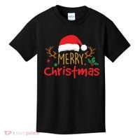 Merry Christmas Santa Hat Reindeer Funny Xmas Gift Kids T-Shirt thumb 0