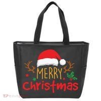 Merry Christmas Santa Hat Reindeer Funny Xmas Gift Tote Bag thumb 0