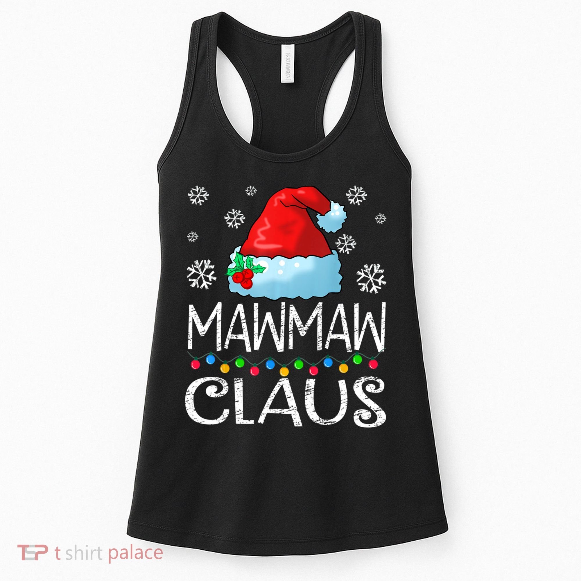 Mawmaw Claus Santa Hat Christmas Pajama Family Matching Xmas Women's Tank Top