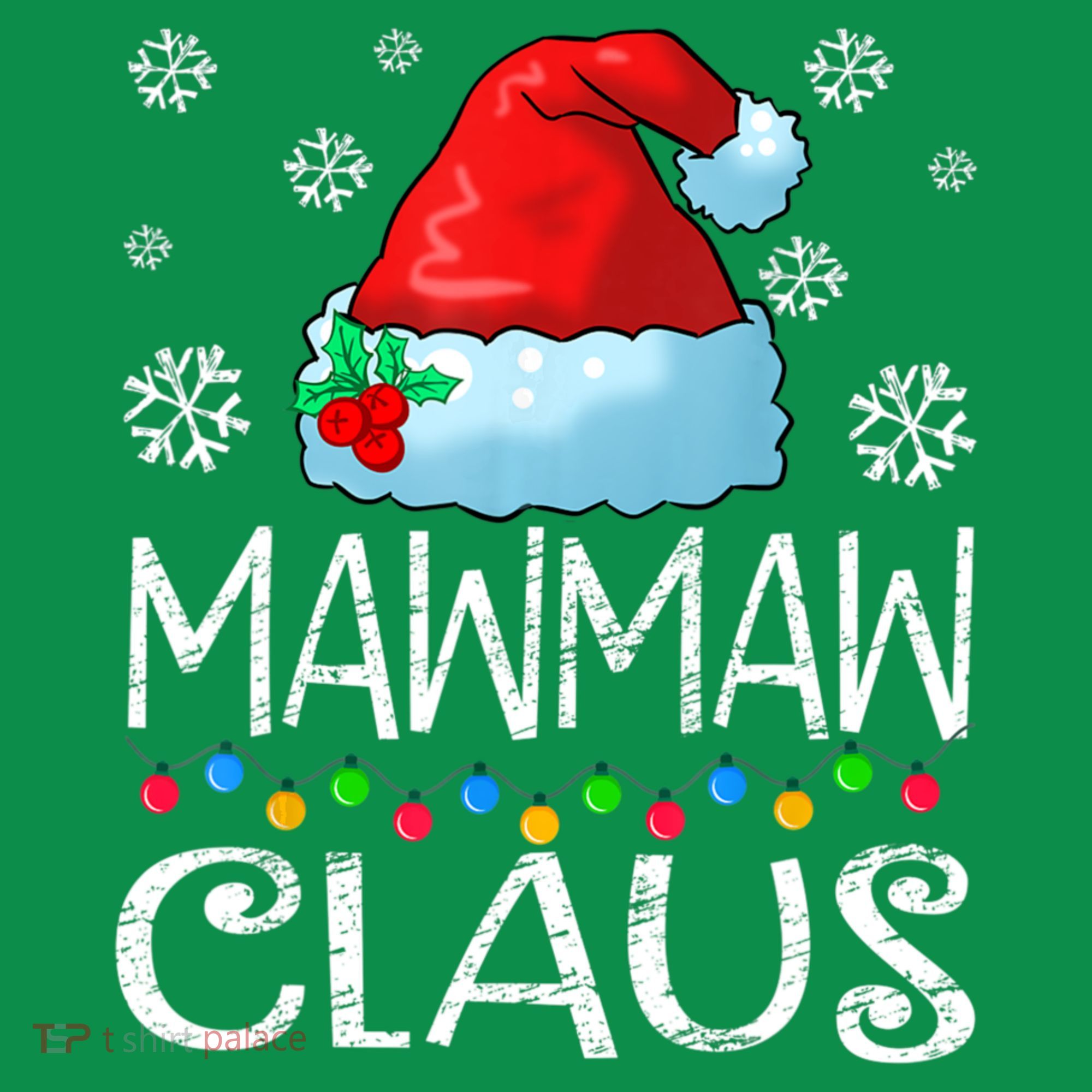 Mawmaw Claus Santa Hat Christmas Pajama Family Matching Xmas T-Shirt