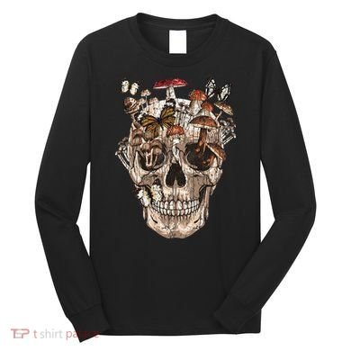 Mushroom Collector Skull Gift Long Sleeve Shirt
