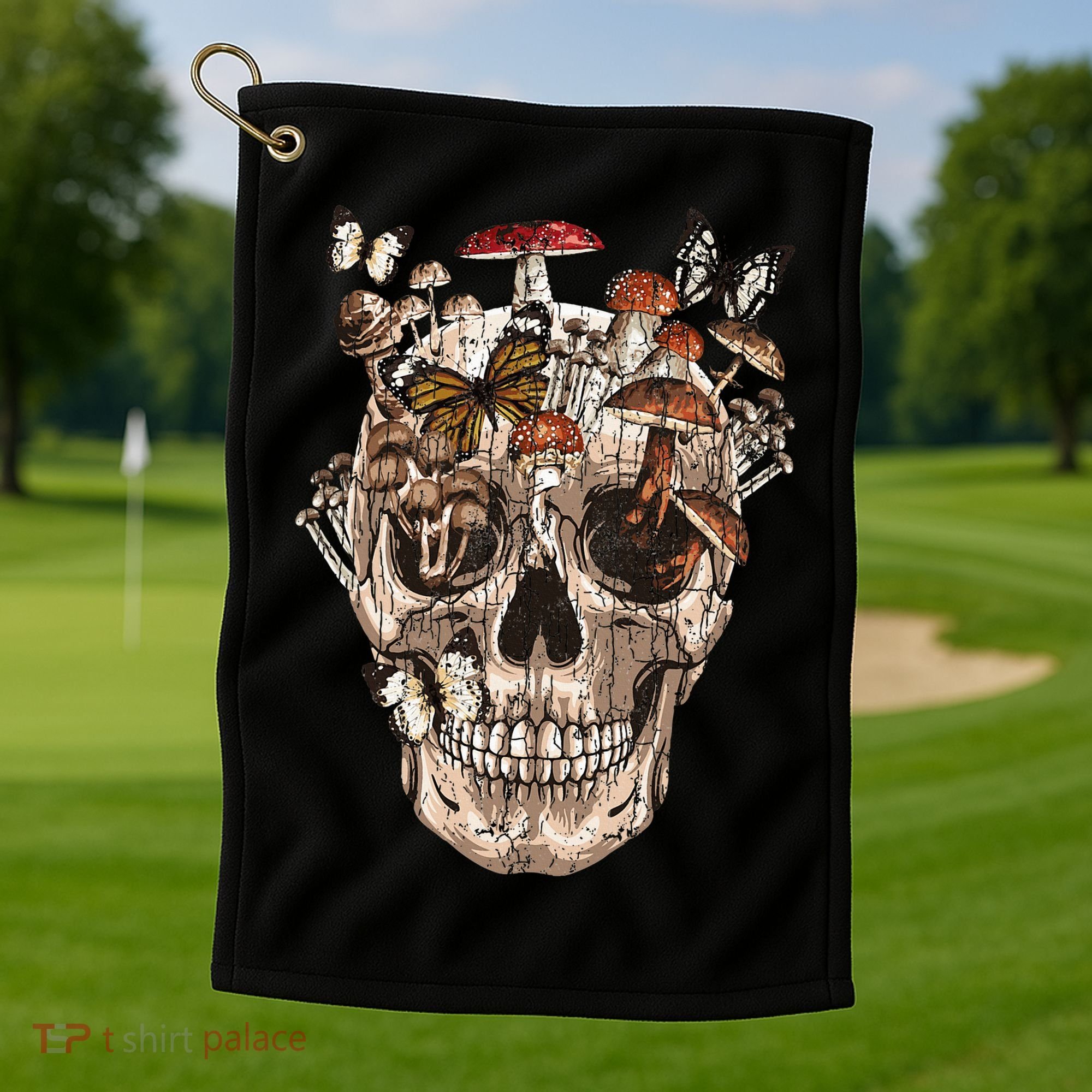 Mushroom Collector Skull Gift Golf Towel