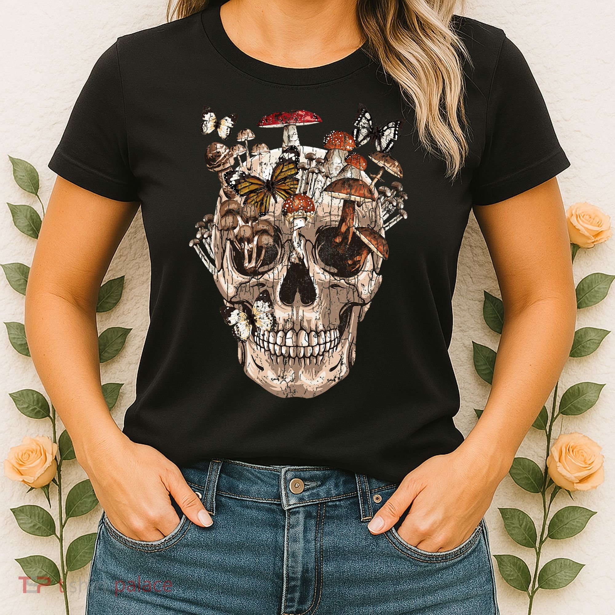 Mushroom Collector Skull Gift Women's T-Shirt