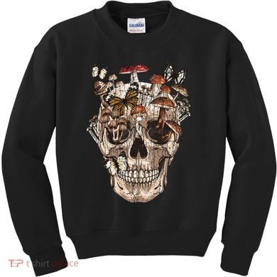 Mushroom Collector Skull Gift Kids Sweatshirt