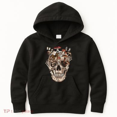 Mushroom Collector Skull Gift Kids Hoodie