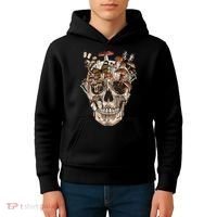 Mushroom Collector Skull Gift Kids Hoodie thumb 4