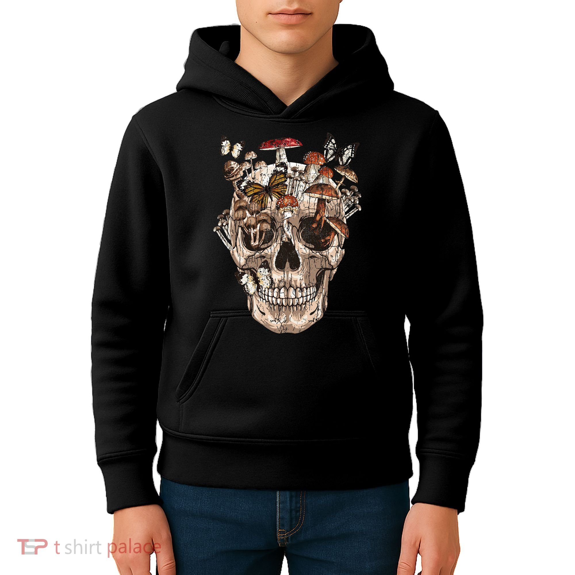 Mushroom Collector Skull Gift Kids Hoodie