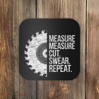 Measure Cut Swear Funny Handyman Dad FatherS Day Coaster thumb 0