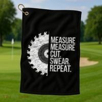 Measure Cut Swear Funny Handyman Dad FatherS Day Golf Towel thumb 1