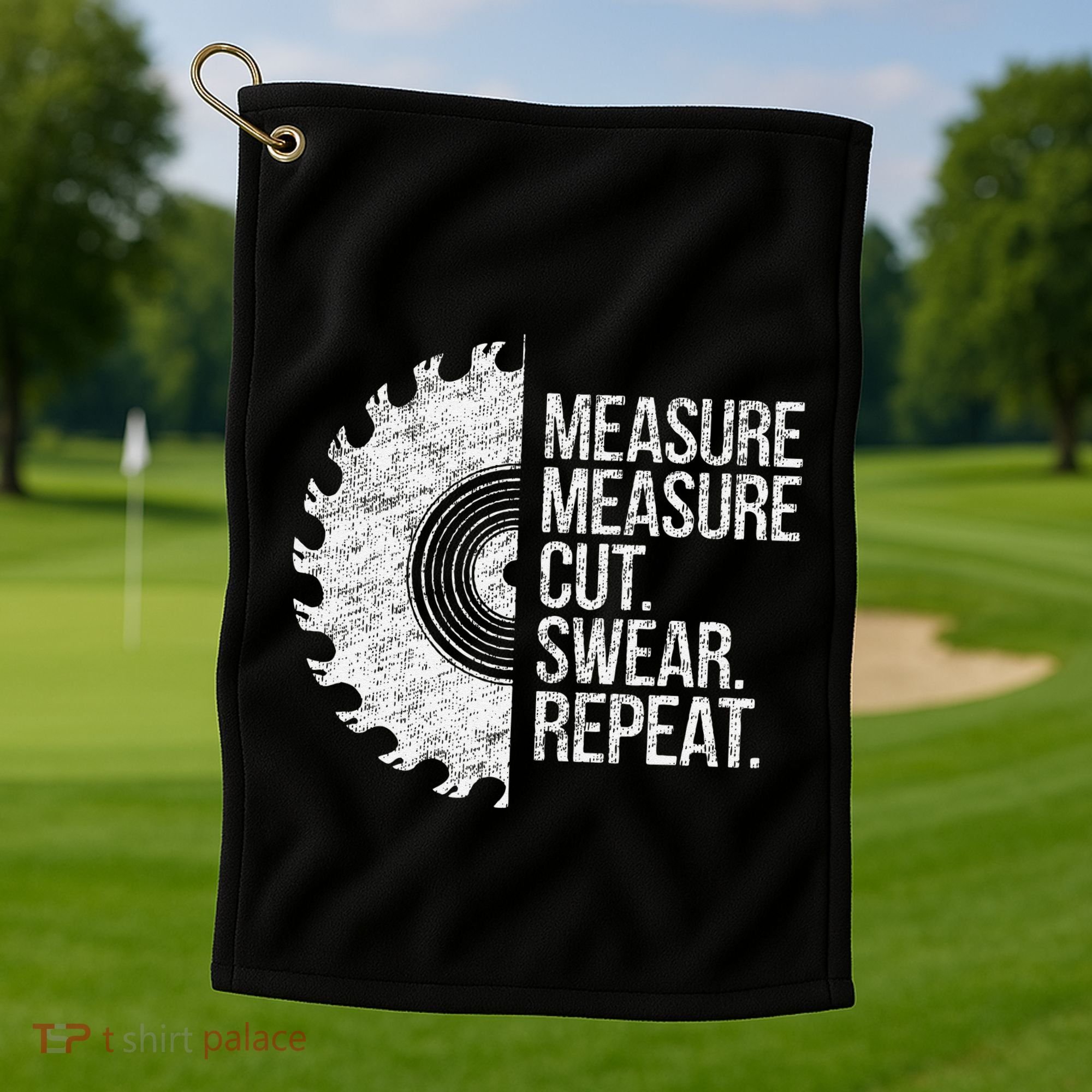 Measure Cut Swear Funny Handyman Dad FatherS Day Golf Towel
