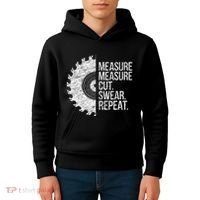Measure Cut Swear Funny Handyman Dad FatherS Day Kids Hoodie thumb 4