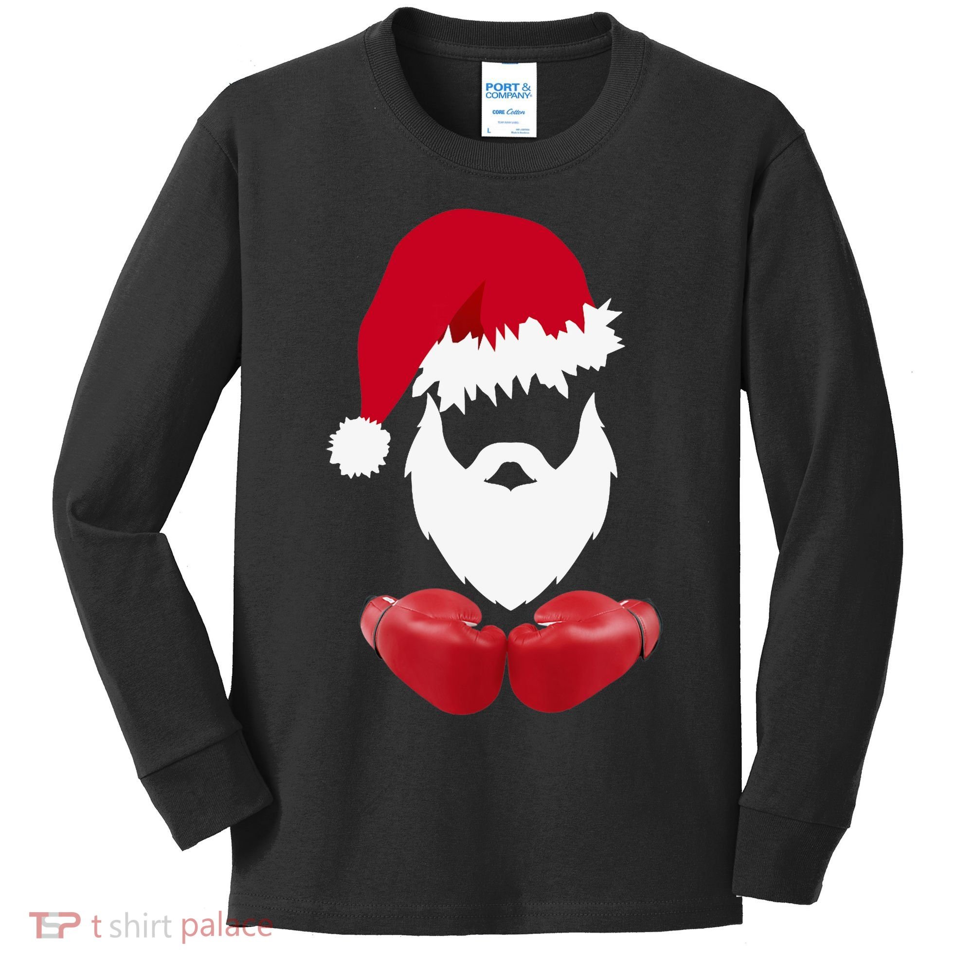Merry Christmas Santa Claus Boxing Unisex Kids Long Sleeve Shirt