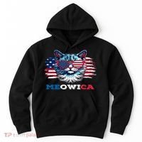 Meowica Cat Sunglasses American Flag USA Cat 4Th Of July Hoodie thumb 0