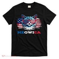 Meowica Cat Sunglasses American Flag USA Cat 4Th Of July T-Shirt thumb 0