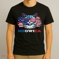 Meowica Cat Sunglasses American Flag USA Cat 4Th Of July T-Shirt thumb 3