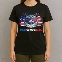 Meowica Cat Sunglasses American Flag USA Cat 4Th Of July T-Shirt thumb 4