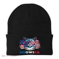 Meowica Cat Sunglasses American Flag USA Cat 4Th Of July Beanie thumb 0