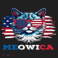 Meowica Cat Sunglasses American Flag USA Cat 4Th Of July Beanie thumb 2