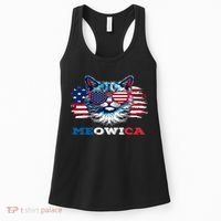Meowica Cat Sunglasses American Flag USA Cat 4Th Of July Women's Tank Top thumb 0