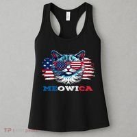Meowica Cat Sunglasses American Flag USA Cat 4Th Of July Women's Tank Top thumb 3