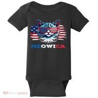 Meowica Cat Sunglasses American Flag USA Cat 4Th Of July Baby Bodysuit thumb 0