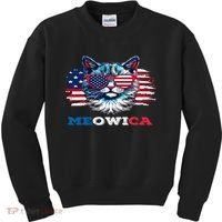Meowica Cat Sunglasses American Flag USA Cat 4Th Of July Kids Sweatshirt thumb 0