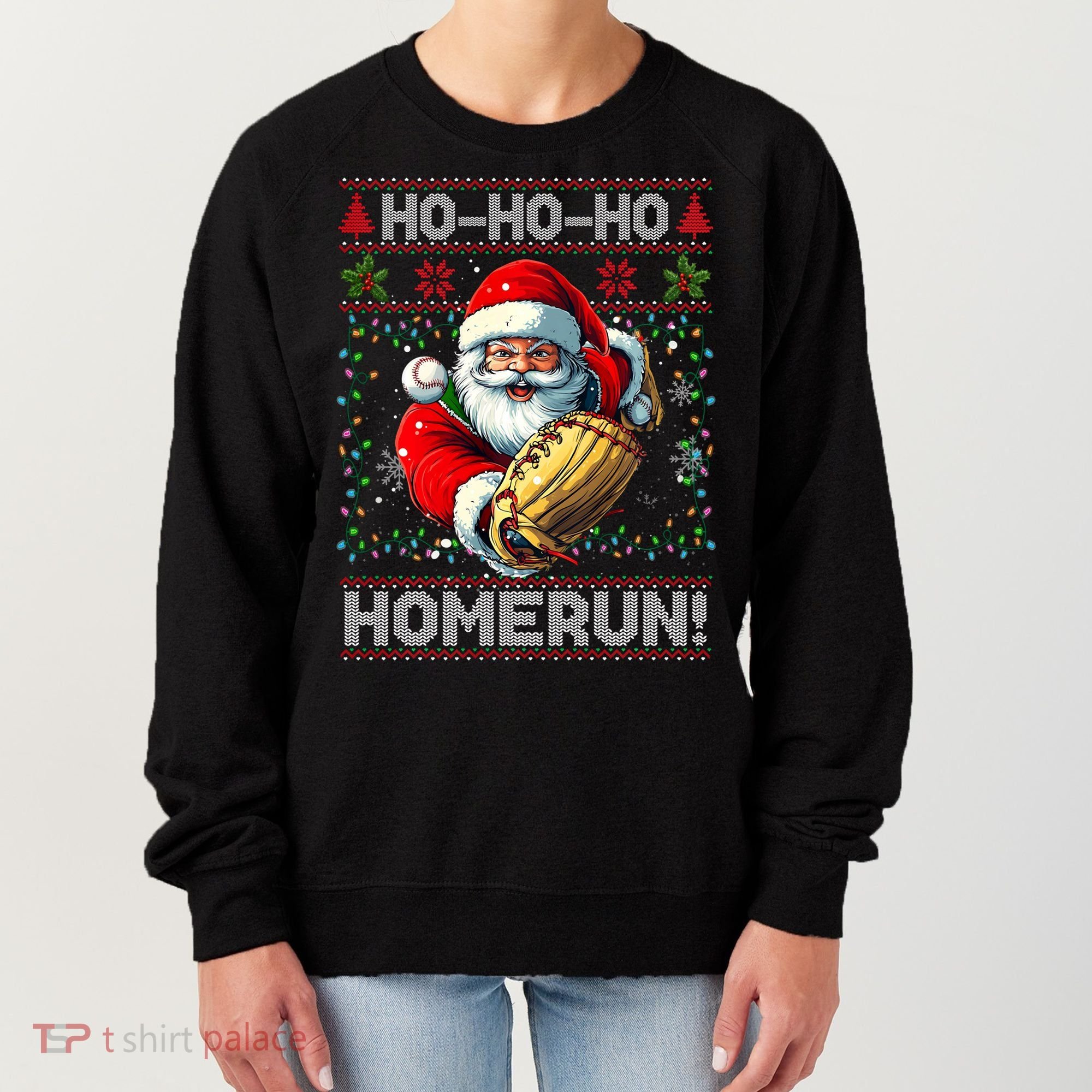 Merry Christmas Santa Playing Baseball For Ballplayers Women's Sweatshirt