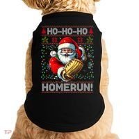 Merry Christmas Santa Playing Baseball For Ballplayers Doggie Tank thumb 0