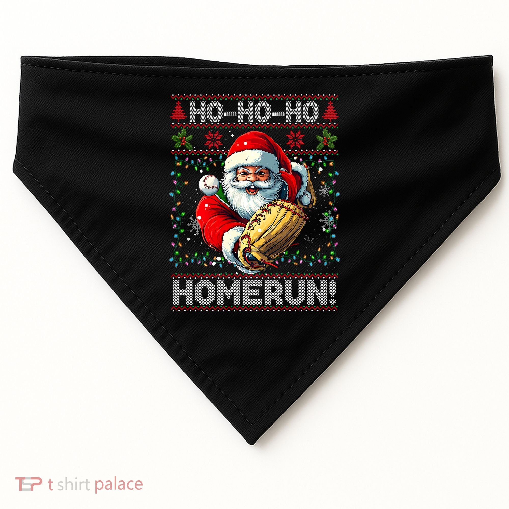 Merry Christmas Santa Playing Baseball For Ballplayers USA-Made Doggie Bandana