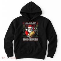 Merry Christmas Santa Playing Baseball For Ballplayers Hoodie thumb 0