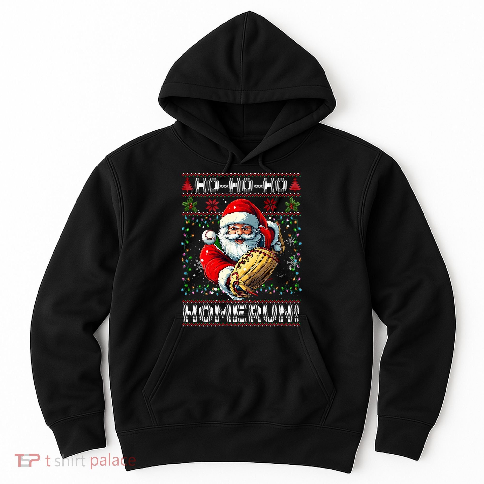 Merry Christmas Santa Playing Baseball For Ballplayers Hoodie