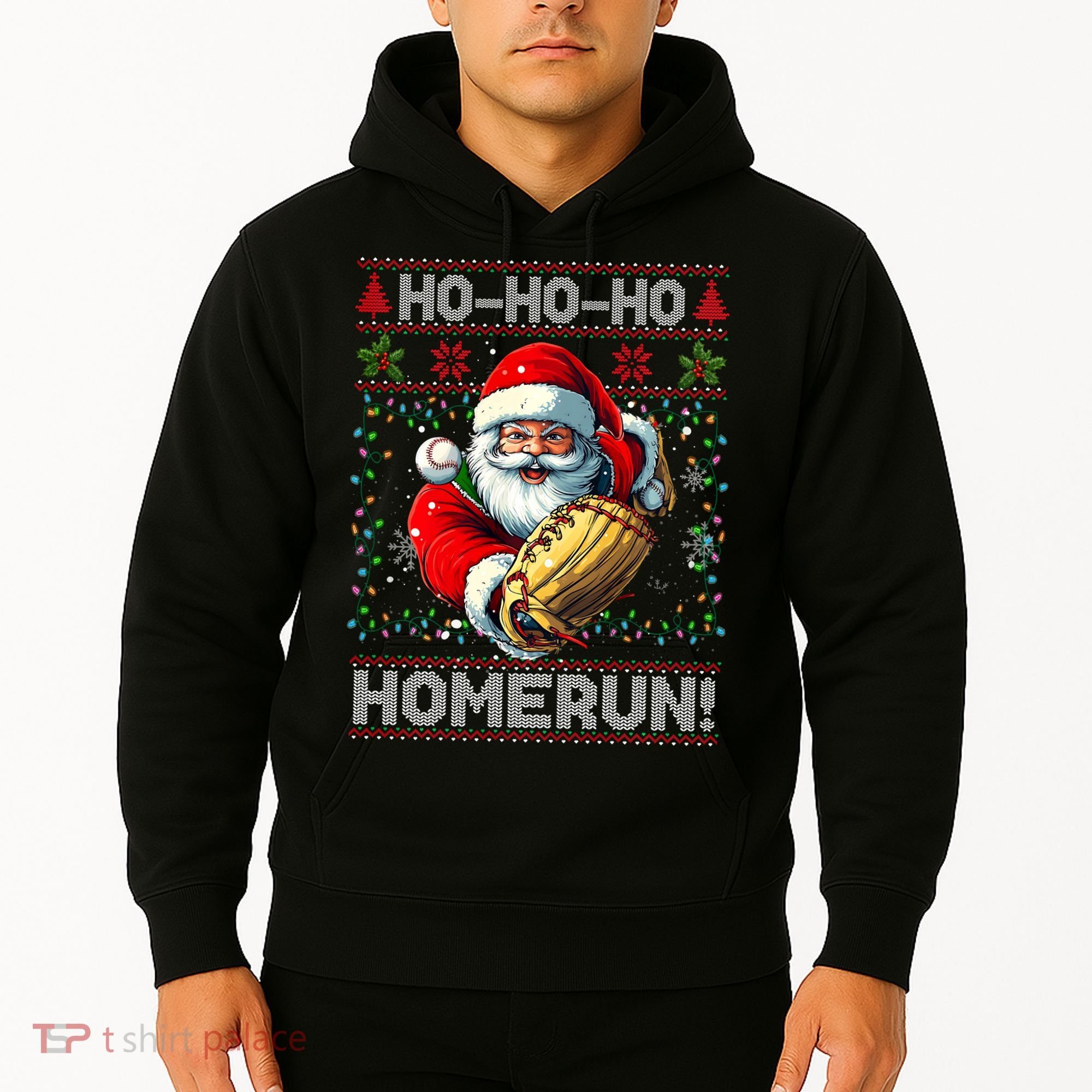 Merry Christmas Santa Playing Baseball For Ballplayers Hoodie