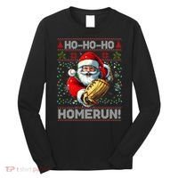 Merry Christmas Santa Playing Baseball For Ballplayers Long Sleeve Shirt thumb 0