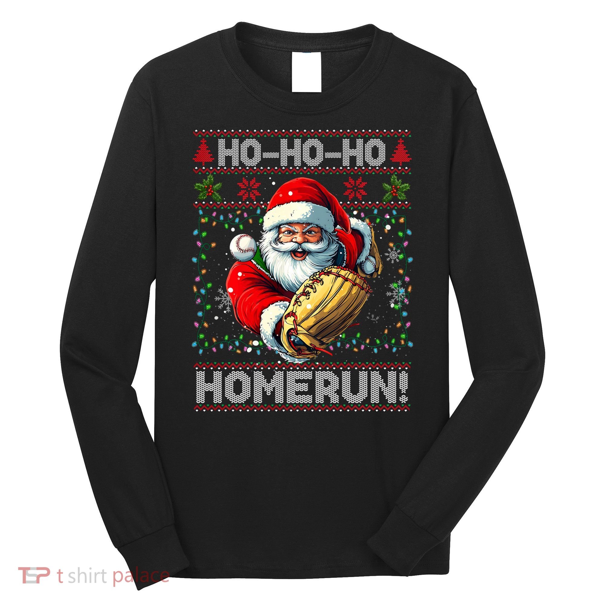 Merry Christmas Santa Playing Baseball For Ballplayers Long Sleeve Shirt