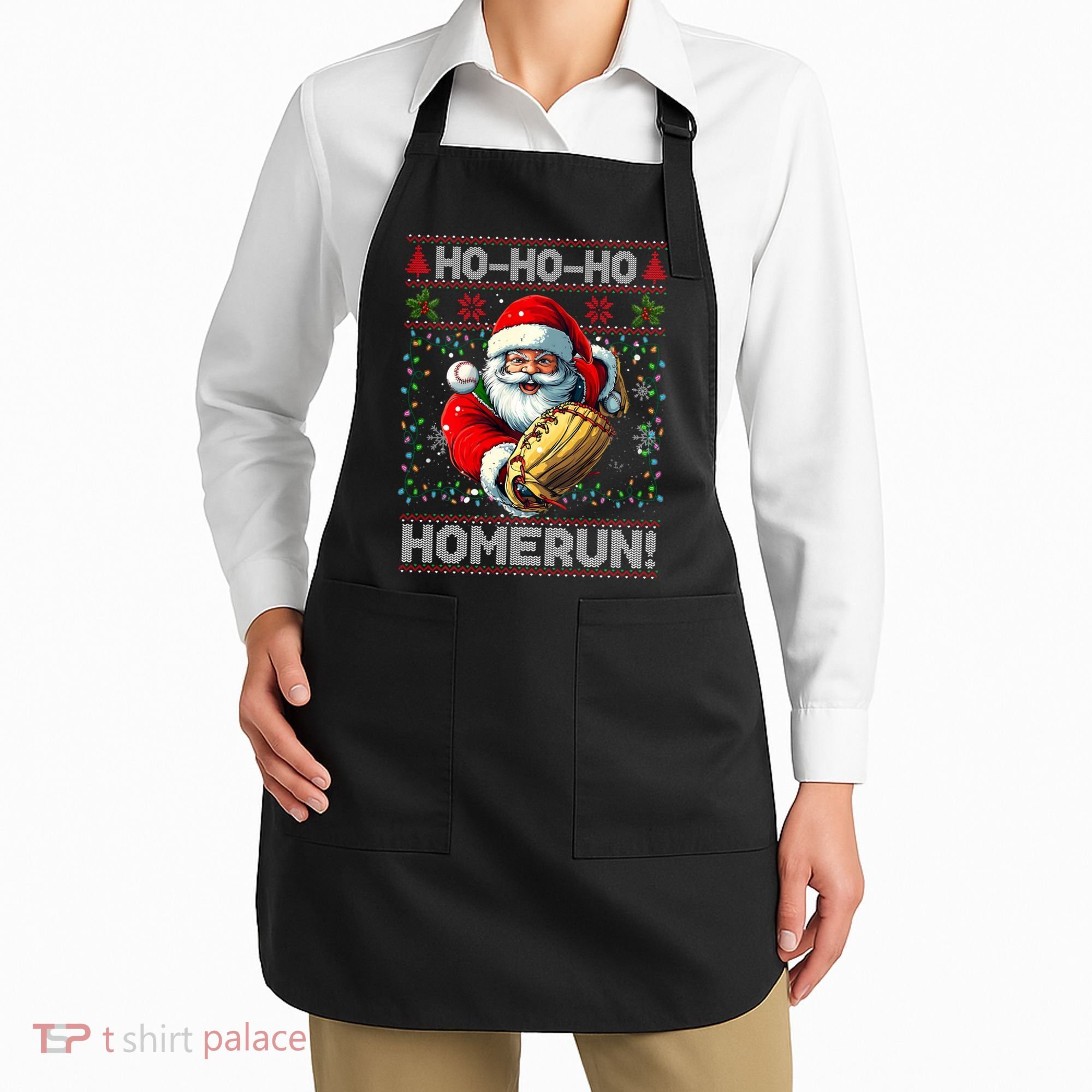 Merry Christmas Santa Playing Baseball For Ballplayers Apron