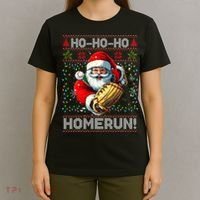 Merry Christmas Santa Playing Baseball For Ballplayers T-Shirt thumb 4