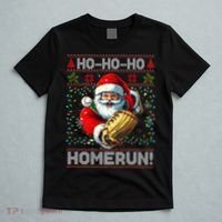 Merry Christmas Santa Playing Baseball For Ballplayers T-Shirt thumb 5