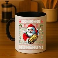 Merry Christmas Santa Playing Baseball For Ballplayers Coffee Mug thumb 4